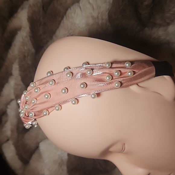 Pearl Luxe Headbands | Soft Satin Glam - Rose Glow - Picture 8 of 8